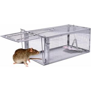 JGRZF Quality Rat Trap, Humane Live Animal Mouse Cage Traps, Catch and Release Mice, Rats,Chipmunk, Pests, Rodents and Similar Sized Pests for Indoor and Outdoor, 10.6 X 5.63 X 4.33 Inches, One-Door