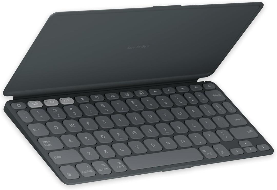 Logitech Keys-to-GO 2 Portable Wireless Keyboard with Built-in Cover, Slim and Compact Bluetooth Keyboard for iPad, iPhone, Mac, and Apple TV, Easily Switch with Devices - Graphite