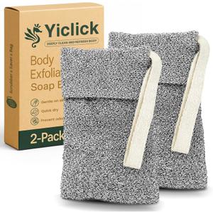 Soap Bag, Soap Saver, Bar Soap Pouch, Soap Saver Bag, Exfoliating Mesh Soap Bag for Shower, Soap Bags for Soap Bars with Wrist Strap, Soap Bar Loofah Pouch (Grey, 2 Pack) (Gray)