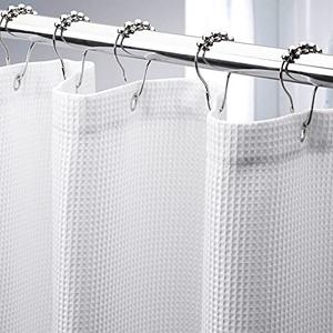 AmazerBath White Waffle Shower Curtain, 36x72 Inches, Fabric Stall Curtain With Waffle Weave, Hotel Quality Bathroom Shower Curtains