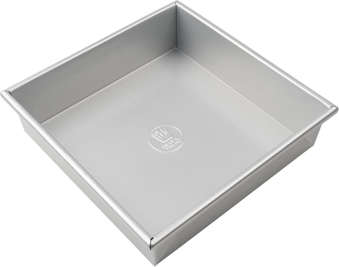 Ultra Cuisine Square Cake Pan - Non-Stick Steel Stick - Easy Release - Durable Baking Tool - Ideal for Brownies - Loaves - Aluminized Steel - Square Baking Pan - Excellent Brownie Pan - 7x7 Cake Pan (7" x 7", Aluminum)