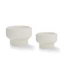 Puoyik 2 Piece Set of Flower Pots 8/ 6 inches, Ceramic Flower Pots with Drainage Holes, Indoor and Outdoor Plant Flower Planter (7.8/ 5.9 White)