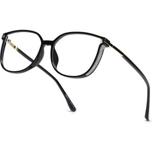 Vintage Cat-eye Blue Light Blocking Glasses for Women, Lightweight TR90 Fashion Eyeglasses (Black)