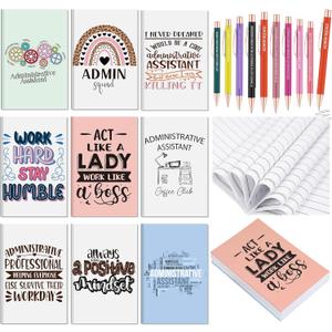 Resurhang 18 Pcs Administrative Professional Day Gift, 9 Admin Assistant Notebooks & 9 Motivational Pens, Thank You Gifts for Administrative Assistant Professionals Week, Coworker Employees Secretary