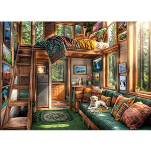 Forest House Puzzles for Adults 1000 Pieces, Letters on Back, Hard Difficult Challenging, Precise Interlocking Pieces, Gifts for Father's Day