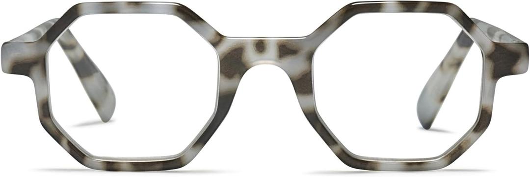2SeeLife Oversized Hexagon TR-90 Reading Glasses for Men & Women – Medium–Wide Fit, Durable, Spring Hinges, Premium Readers, Gray Tortoise, +1.50