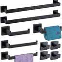 10-Pieces Bathroom Hardware Set Matte Black Bathroom Accessories Set SUS304 Towel Bar Set Includes 2 Towel Bar 23.6 Inch+2 Towel Holder+2 Toilet Paper Holder+4 Towel Hook (10, Matte Black)