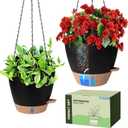 Self-Watering Hanging Planters with Water Level Window, 8/10 Inch Indoor Outdoor Hanging Plant Pots Includes Chain Hangers with Drainage Holes & Detachable Reservoir (Black, 8+10 inch)