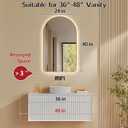 Niccy Arched LED Lighted Bathroom Mirror, 40x24 Inch Backlit Vanity Bathroom Mirror with Lights Brushed Gold Framed Wall Mounted Mirrors with 3 Color Shatterproof Arch Smart Fog Free Mirror