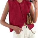 PRETTYGARDEN Sweater Vest Tops for Women 2026 Lightweight Summer Cardigan Sleeveless Button Up Knit Casual Spring Clothes (Medium, Wine Red)