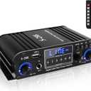 4 Channel Bluetooth 5.0 Stereo Amplifier, 50Wx4 HiFi Power Amp, 1200W Max, USB/SD/FM, Class D Home Audio Receiver for Home Theater & Karaoke, Includes Remote & Power Adapter