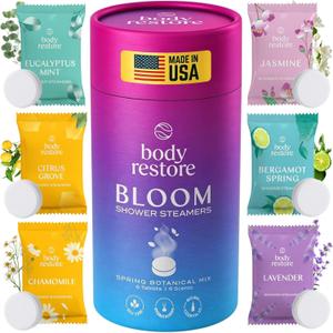 Body Restore Shower Steamers Aromatherapy 6 Pack  Valentines Day Gifts for Her and Him, Birthday Gifts for Women and Men, Relaxation, Stress Relief, Self Care  Bloom