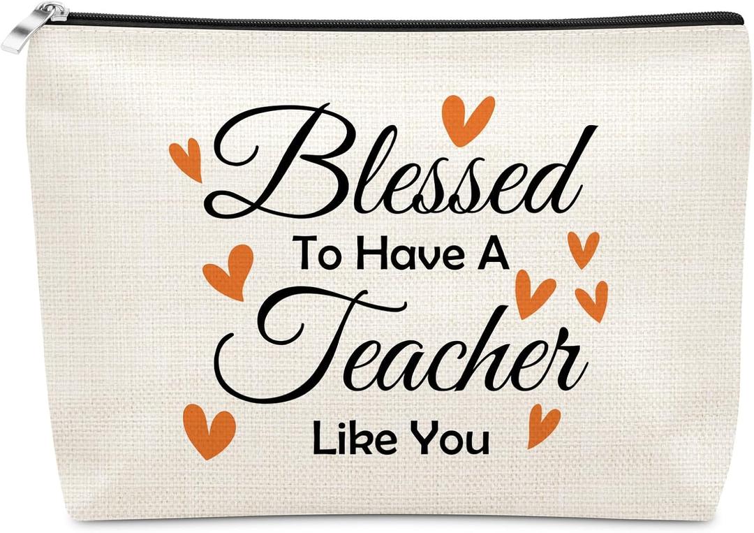Sazuwu Teacher Gifts from Student Makeup Bag Teacher Appreciation Gifts Inspirational Cosmetic Organizer Travel Bag Thank You Retirement Birthday Present