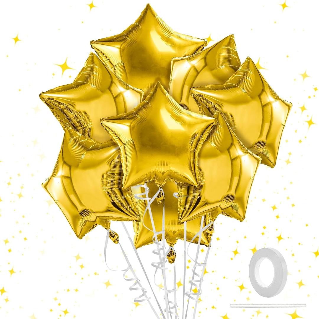Star Balloons, 18 Inch Foil Balloons, 10 PCS Star Balloons Foil, Gold Star Foil Balloons Set Mylar Balloons Gold Balloons Star for Graduation Birthday Party Wedding Baby Shower New Year Decorations