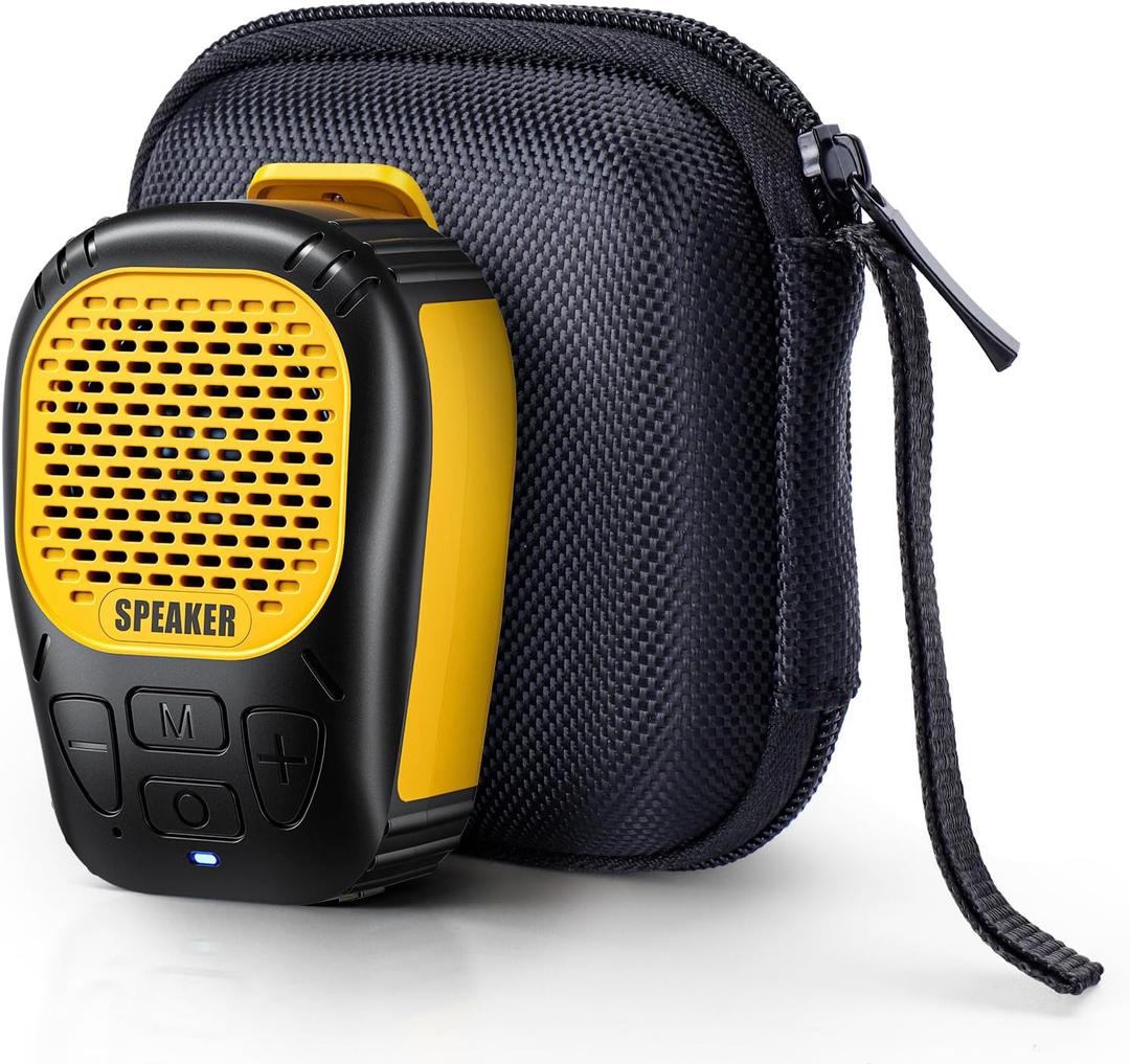 Wearable Outdoor Speaker, Clip-On Wireless Jobsite Pro Water-Resistant Portable Speaker Magnetic, Built-in Mic for Hands-Free Music/Calls, Outdoor Speaker (WS-1-Yellow)