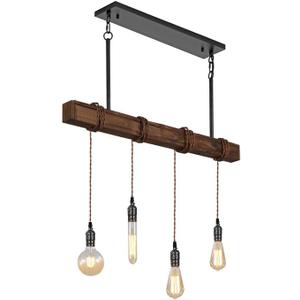 4 Light Farmhouse Kitchen Island Lighting,Rustic Chandelier for Dining Room Light,Industrial Wood Beam Light for Dining Table Kitchen Island Bar,Height Adjustable.