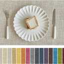 Softalker Faux Linen Placemats Set of 4-12 x 18 Inch, Heat Resistant Double Layered Durable Burlap Farmhouse Place Mats, Non-Slip Washable Rustic Table Mats for Dining, Kitchen, PartyBeige