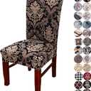 Chair Covers for Dining Chair Set of 4, Stretchy Soft Parson Chair Covers Removable Washable Kitchen Dining Room Chair Slipcovers with Elastic for Universal Fit (Black Vintage)