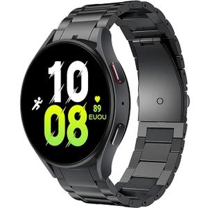 Miimall Titanium Band for Samsung Galaxy Watch 7 6 5 4 44mm 40mm/FE 40mm/5 Pro 45mm/6 4 Classic 47mm 43mm 46mm 42mm, 20mm Men No Gaps Business Titanium Metal Bracelet Strap Band for Galaxy Watch Black