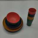 Wrova Wheat Straw Plates and Bowls Sets of 16 - Unbreakable Wheat Straw Dinnerware Sets for Kids