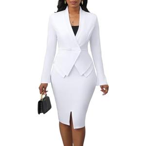 Women's Suits 2 Piece Skirt Set Business Work Outfits Blazer Dress Jacket Pencil Skirts Suit Sets,Size XL