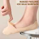 Sofier No Show Socks Womens, Non Slip Low Cut 6 Pairs Thin Silky Dress Footies Liner Invisible Socks Flats Loafers Sneakers (Beige)