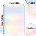 60 Sheets Holographic Laminate Sheets Clear Glitter A4 Size Vinyl Sticker Paper Holographic Overlay Self Adhesive Waterproof Transparent Film, 11.7 x 8.3 Inch (Rainbow)