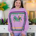 DUTUT Mardi Gras Sweatshirt for Women: Mardi Gras Shirt Sequin Sparkly Crewneck Sweater Carnival Party Pullover Top (Small, Purple)