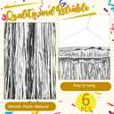 6 Pcs 3 Tier Metallic Tinsel Chandelier Shimmering Fringe Chandelier Decor Hanging Decoration Photo Booth Backdrop for Birthday Anniversary Wedding Party Supplies, 4 Ft(Silver)