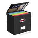 Oterri File Organizer Boxes with Lids, File Box with Mesh Pockets, Document Organizer Box for Letter Size Folders, Zippers Important Document Organizer (Black, Small-2 Pack Without Folders)