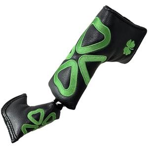 Kimpengofu Golf Club Head Covers Shamrock Putter Cover Blade Magnetic Closure Soft Synthetic PU Leather with Embroidery Lucky Clover Pattern Headcovers