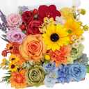 TINGE TIME Fake Flowers Artificial Flowers Peonies Bulbous Chrysanthemum Daisy Hydrangea Sunflower Violets Dahlia Daffodils Epiphyllum Orchid Cherry Blossom Camellia Leyaron (Rainbow Colorful)