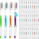 30 Pack Bulk Toothbrushes with Covers, Individually Wrapped Tooth Brush Pack for Adults & Kids, Disposable Toothbrush Medium Soft for Travel, Donations, Hotels