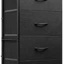 WLIVE Dresser with 4 Drawers, Fabric Storage Tower, Organizer Unit for Bedroom, Hallway, Entryway, Closets, Sturdy Steel Frame, Wood Top, Easy Pull Handle, Charcoal Black