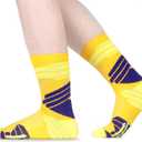 MAKABO Men's Cushioned Athletic Socks 3-Pack, Cushioned Crew Socks with Arch Compression for Sports (Yellow)
