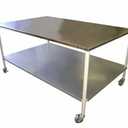 EduraStell Stainless Steel Mobile Prep Table with Powder-Coated Mild Steel Frame 6F x 3'9F