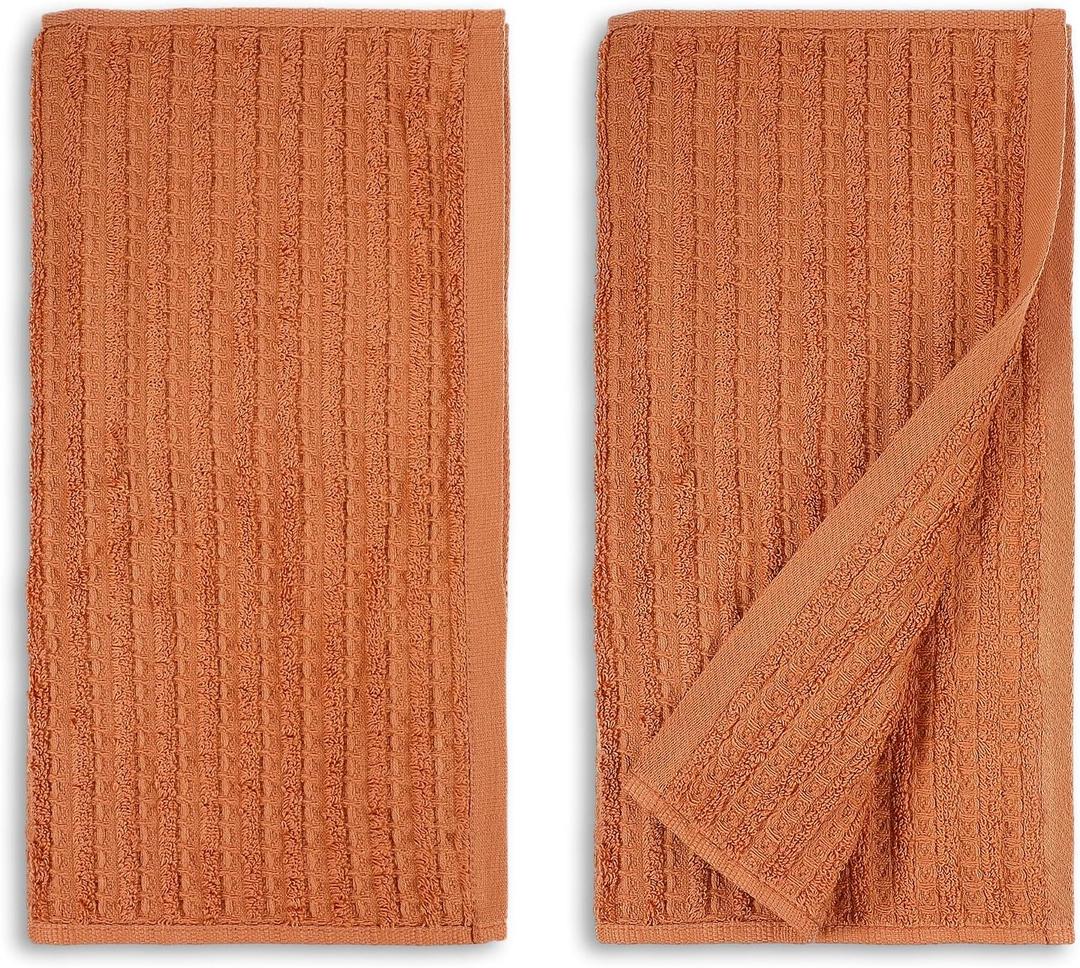 2 Pack Waffle Bathroom Hand Towels Waffle Hand Towel Striped Pattern Cotton Lightweight Quick Drying Towels Soft Absorbent Decorative 14x28 Inches Towel for Women Bathroom Kitchen