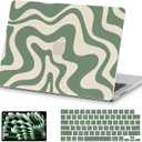 AKIT Compatible with MacBook Pro 16 inch Case 2026-2021 M5 M4 M3 M2 M1 Pro Max A3428 A3429 A3403 A3186 A2991 A2780 A2485, Pattern Hard ShellLaptop Case+Screen Protector+Keyboard Cover, Green Wave