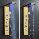 5-in-1 LED Shower Tower, Gold Stainless Steel Rainfall & Waterfall