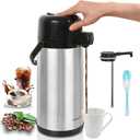 Airpot Coffee Carafe for Keeping Hot,102oz/3L Coffee Dispenser Thermal with Pump,Insulated Stainless Steel Hot Beverage Dispenser for Parties,Thermal Carafe for Hot Drinks Water Tea Chocolate (Silver)