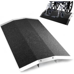 27.7" L x 1.5" H Wheelchair Ramp - Aluminum Threshold Bridge Ramp with Support Frame and Non-Slip Surface, Ideal for Patio Doors, Shed Doors, and Sliding Doors