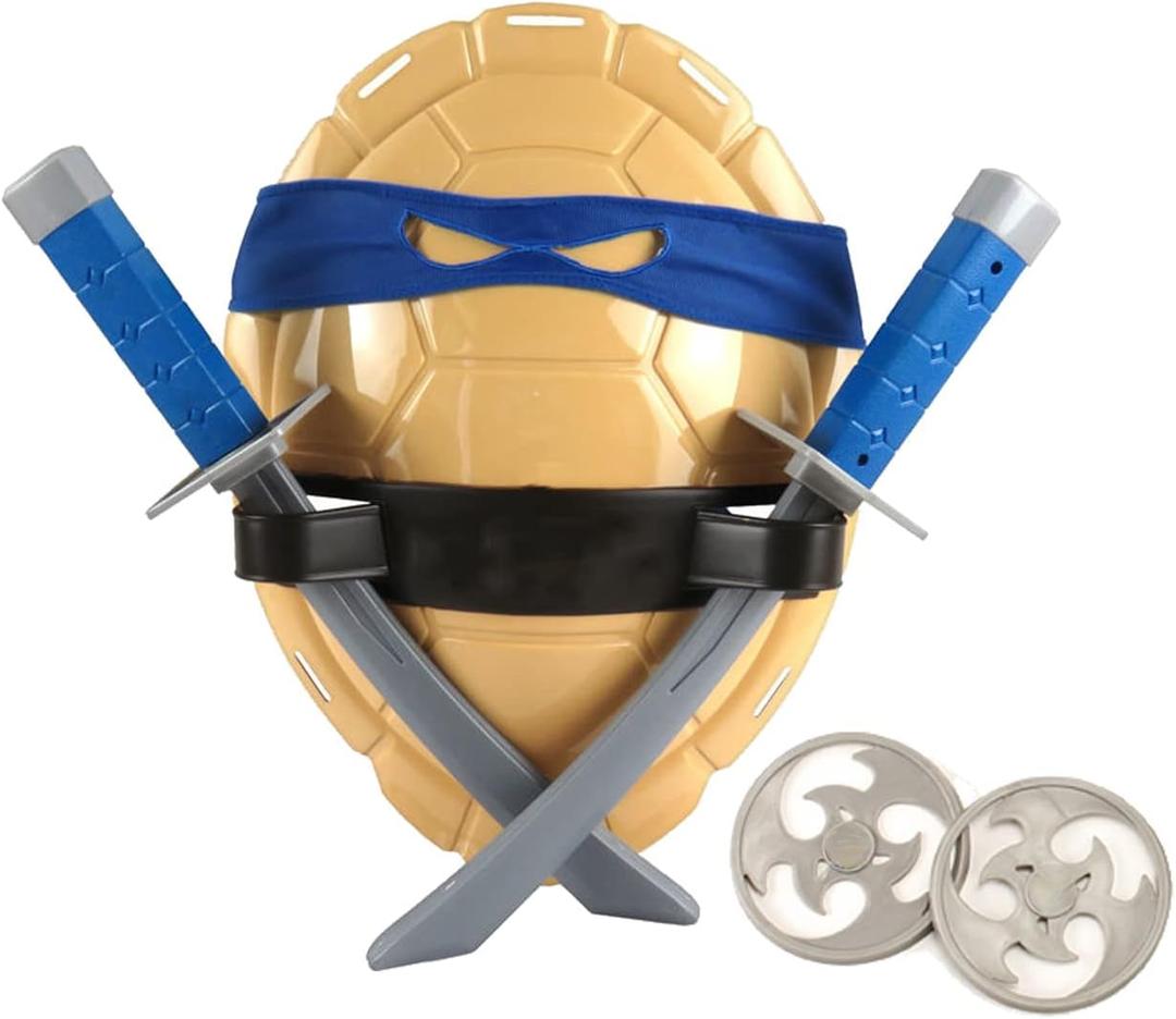 Turtle Shell for Kids Cosplay Halloween Cartoon Ninja Costume Party, Super Hero Cosplay Costume (Blue)