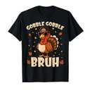 Bruh Funny Thanksgiving Turkey Gobble Shirt Boys Girls Kids T-Shirt L