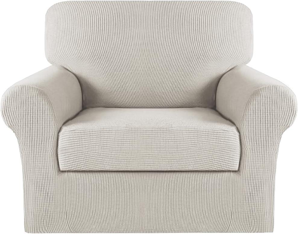 Turquoize 2 Piece Chair Covers Armchair Slipcovers for Living Room Armchair Sofa Covers with Arms Washable Furniture Protector for Chairs Feature Thick Fabric (Chair, Island Fossi)