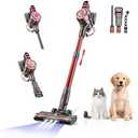 Cordless Vacuum Cleaner,Vacuum Cleaners for Home with Super Suction,Lightweight Stick Vacuum with 35 Mins Runtime,Rechargeable Cordless Vacuum for Carpet, Tile, Pet Hair, Hardwood Floors(Dark Red)