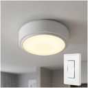 Energizer LED Ceiling Light Fixture, Battery Operated, Wireless Wall Switch Remote, 200 Lumens, Ceiling Light No Electricity, Perfect for Closets, Laundry Room, Garage, and More, 47485-T2