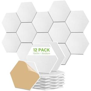 HyAdierTech 10 Pack Acoustic Panels, Black Hexagon Panels, Self-Adhesive Acoustic Foam Tiles, Sound Proof Panels for Recording Studio Gaming Room Home Office, Absorb Noise and Eliminate Echoes (Beige)