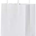 bagmad 100 Pack Sturdy Small White Kraft Paper Bags with Handles Bulk, Gift Bags 5.25x3.25x8 Inch, Craft Grocery Shopping Retail Party Favors Wedding Business Sacks (White, 100pcs)
