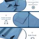 Mens Golf Shirts Long Sleeve Moisture Wicking Collared Work Business Casual Tennis Polo Shirts for Men (Blue, XXL)