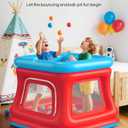 QPAU 3-in-1 Inflatable Bounce House for Toddlers 1-3, Ball Pit & Trampoline, Inflatable Bouncy House with Safety Net, Indoor & Outdoor Bubble Bouncer (Blue & Red), 43.3" X 43.3" X 34.6"